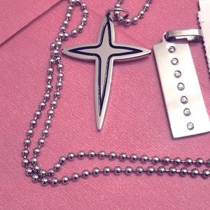 Stainless steel necklace 2 pendant set NWT